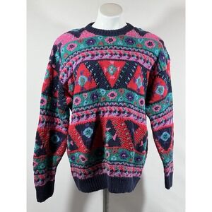 Vintage Orvis Sweater Womens XL Floral Embroidered Cottagecore Grandma Knit